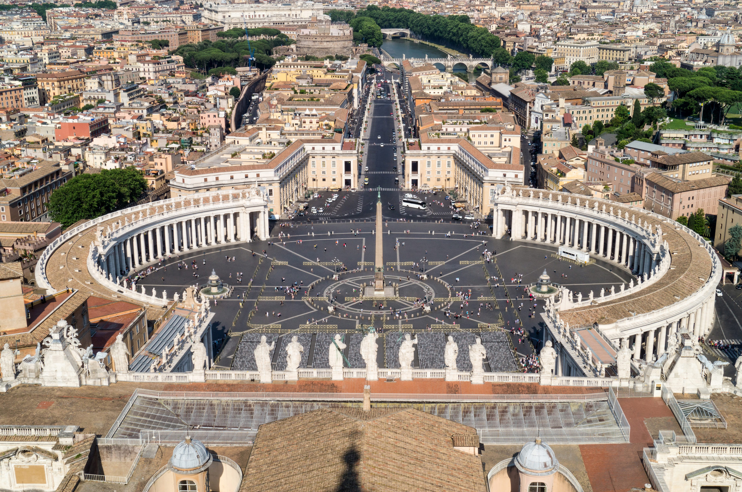 View of St Peter's Square from the roof of St Peter's Basilica,